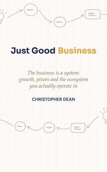 Cover of the book Just Good Business by Christopher Dean: the business is a system, growth, pivots and the ecosystem you actually operate in.